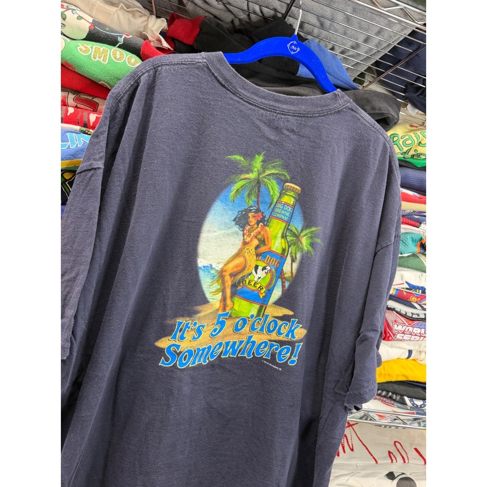 Big Dogs Its 5 Oclock Somewhere Graphic T-Shirt Mens 3XL Vintage beer girl Tee